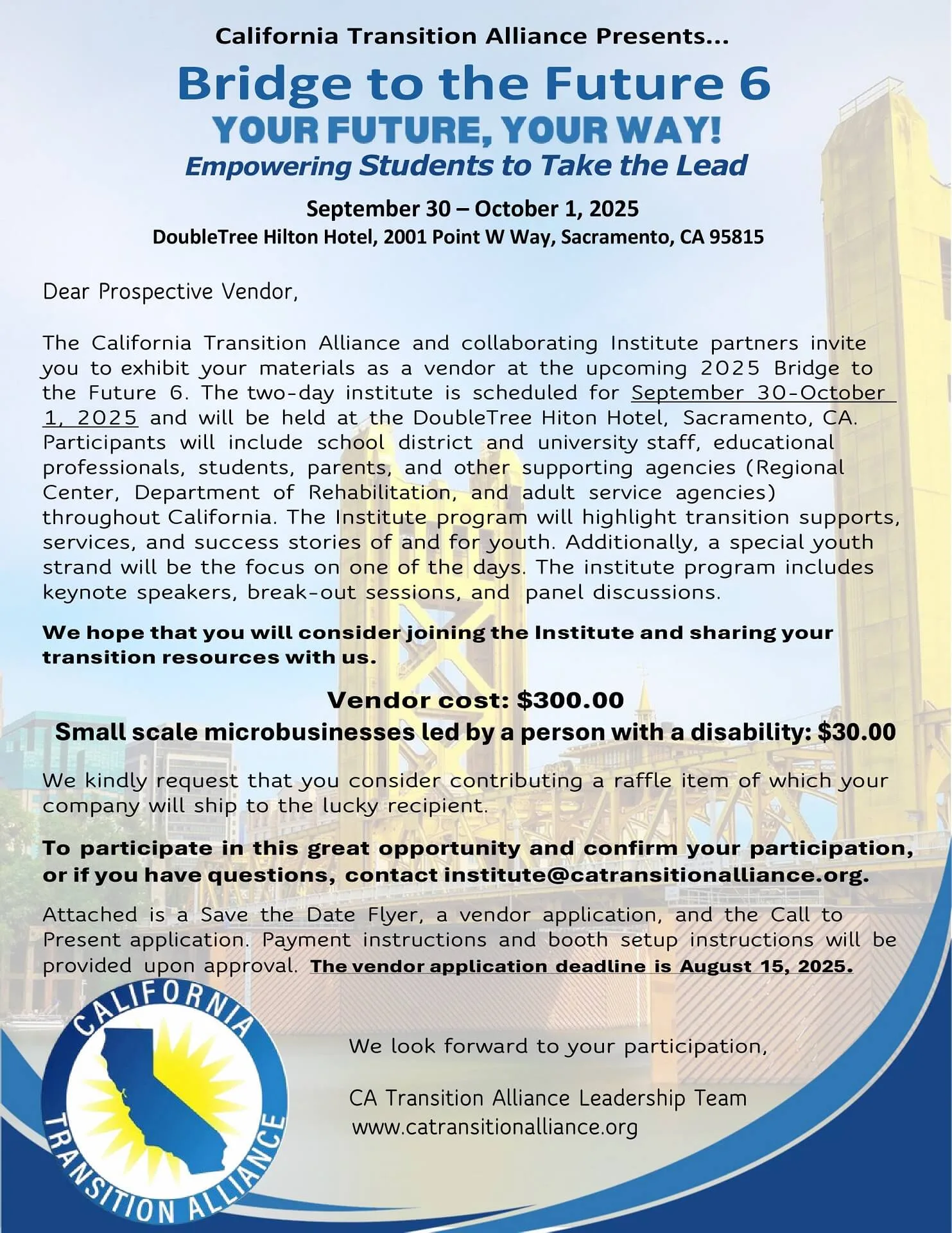 California Transition Alliance B2TF6 Call for Vendors